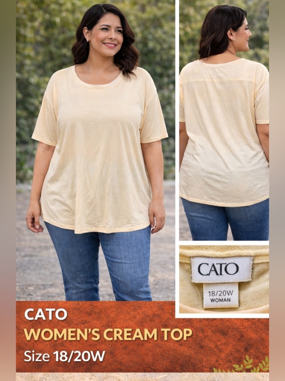 CATO Women's Cream Top 18/20W